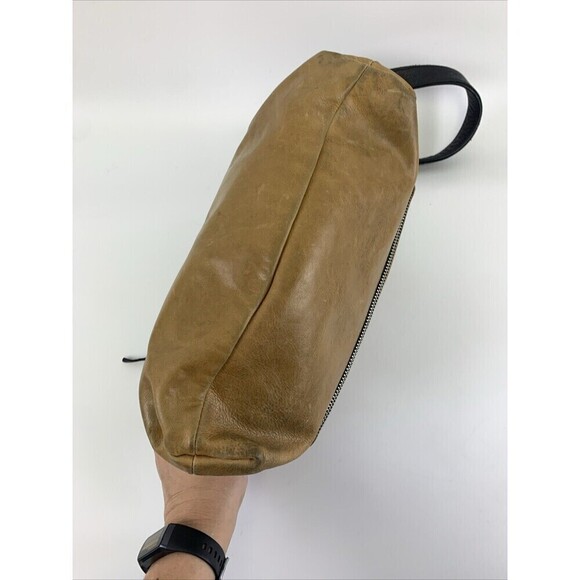 Carla Mancini Handbags Crossbody Tan Leather Zip Around Flap Purse Bag Black - Picture 9 of 16